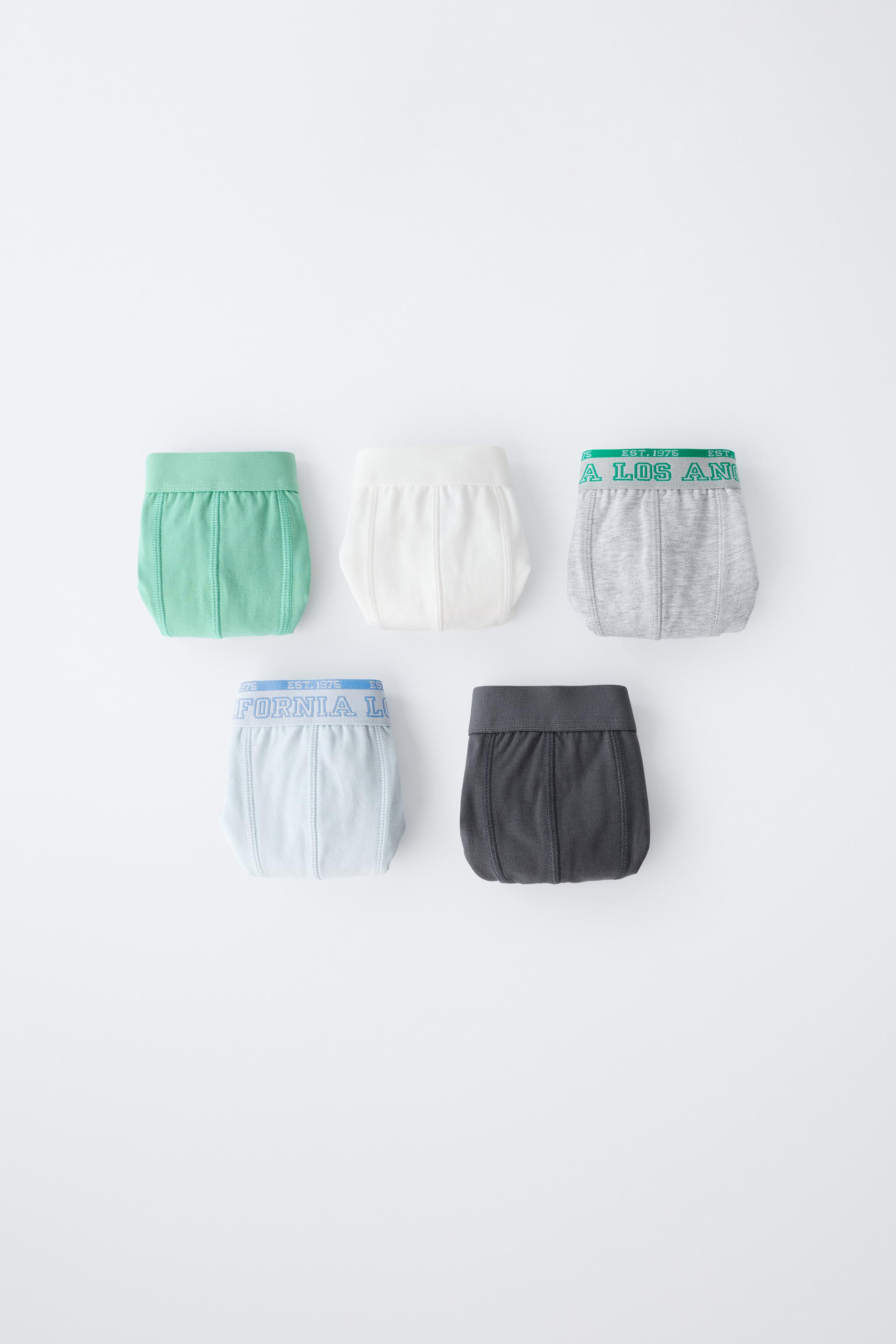 AGES 6-14 / FIVE-PACK OF TEXT PRINT BOXERS